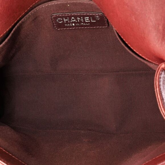 Chanel Boy Flap Bag Studded Quilted Distressed Calfskin Old Medium Red - Picture 6 of 7